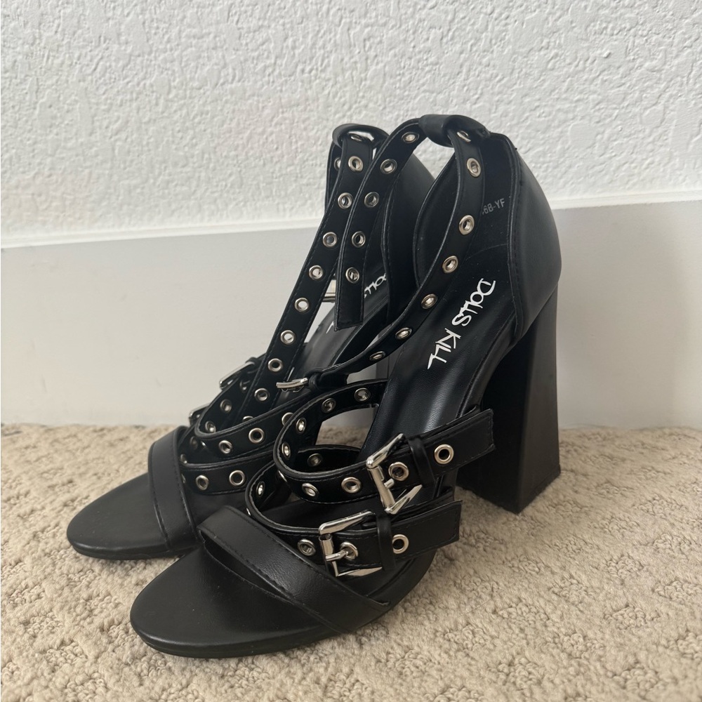 Dolls Kill Black Strappy Heels
